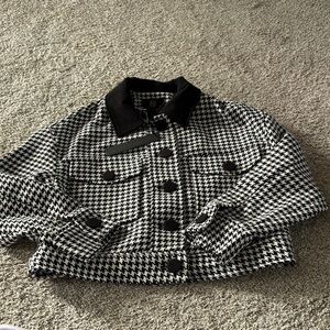 House of Harlow 1960 Houndstooth Blazer in Black and White